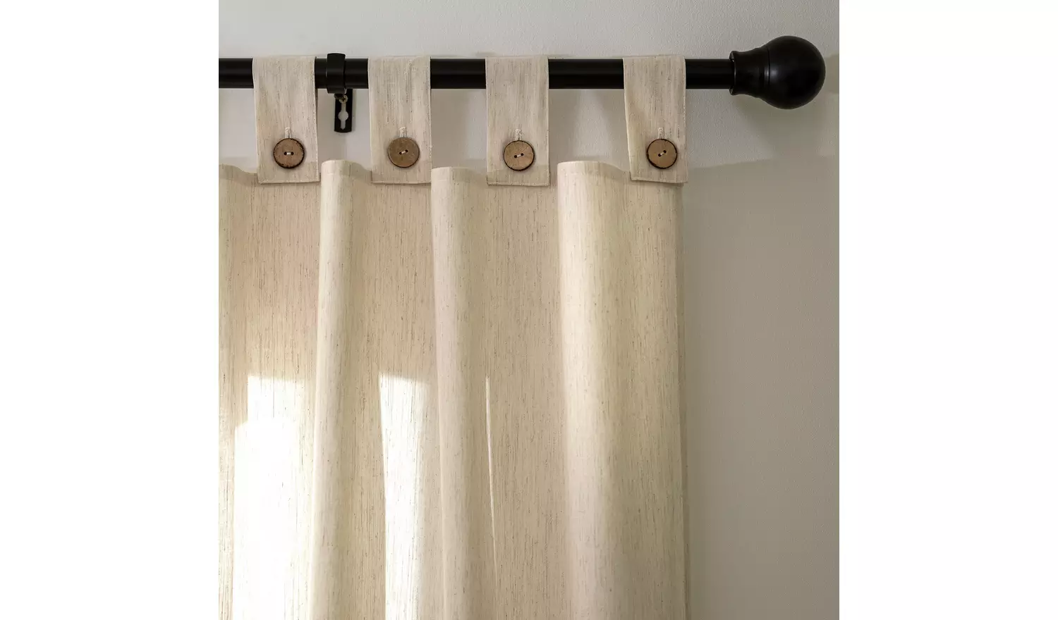 Habitat Button Voile Unlined Tab Top Panel - Natural