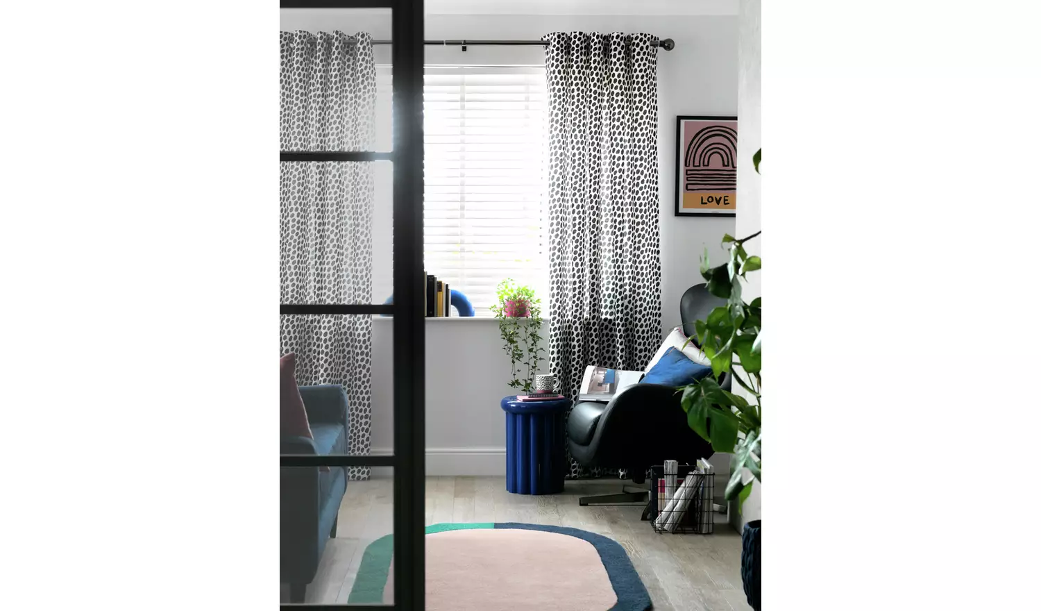 Habitat Dalmatian Print Lined Eyelet CurtainsBlack & White