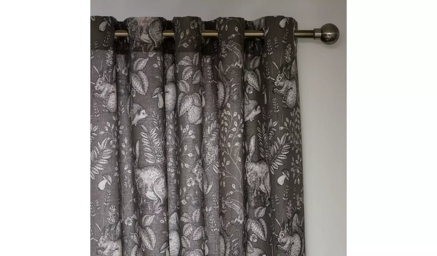 Habitat Forest Print Fully Lined Eyelet Curtains - Grey