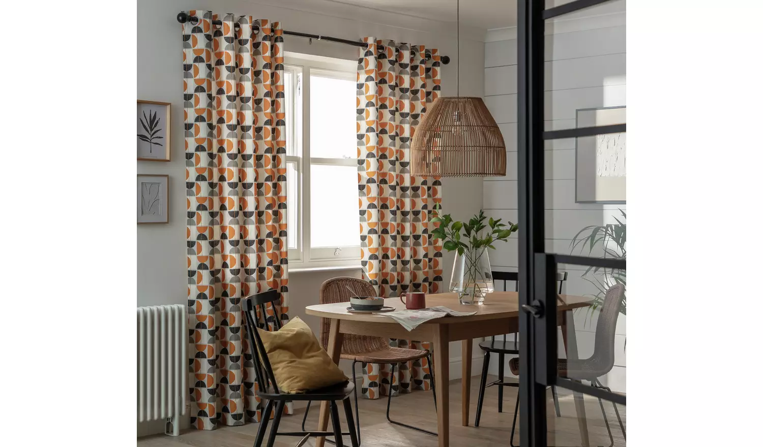 Habitat Geo Print Lined Eyelet Curtains - Multicoloured