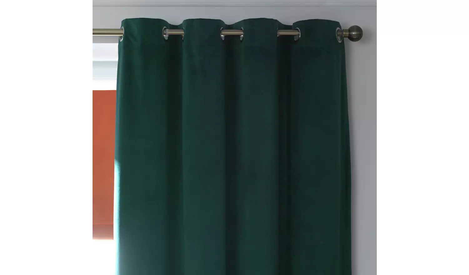 Habitat Plain Matt Velvet Eyelet Curtains - Emerald