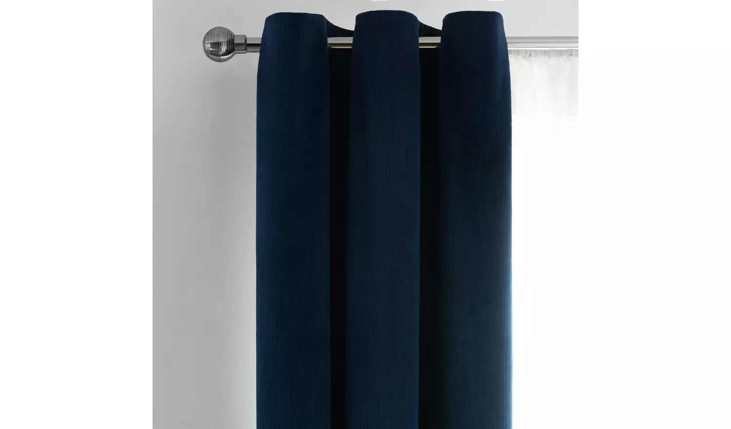 Habitat Cord striped Fully Lined Eyelet Curtains - Navy Blue