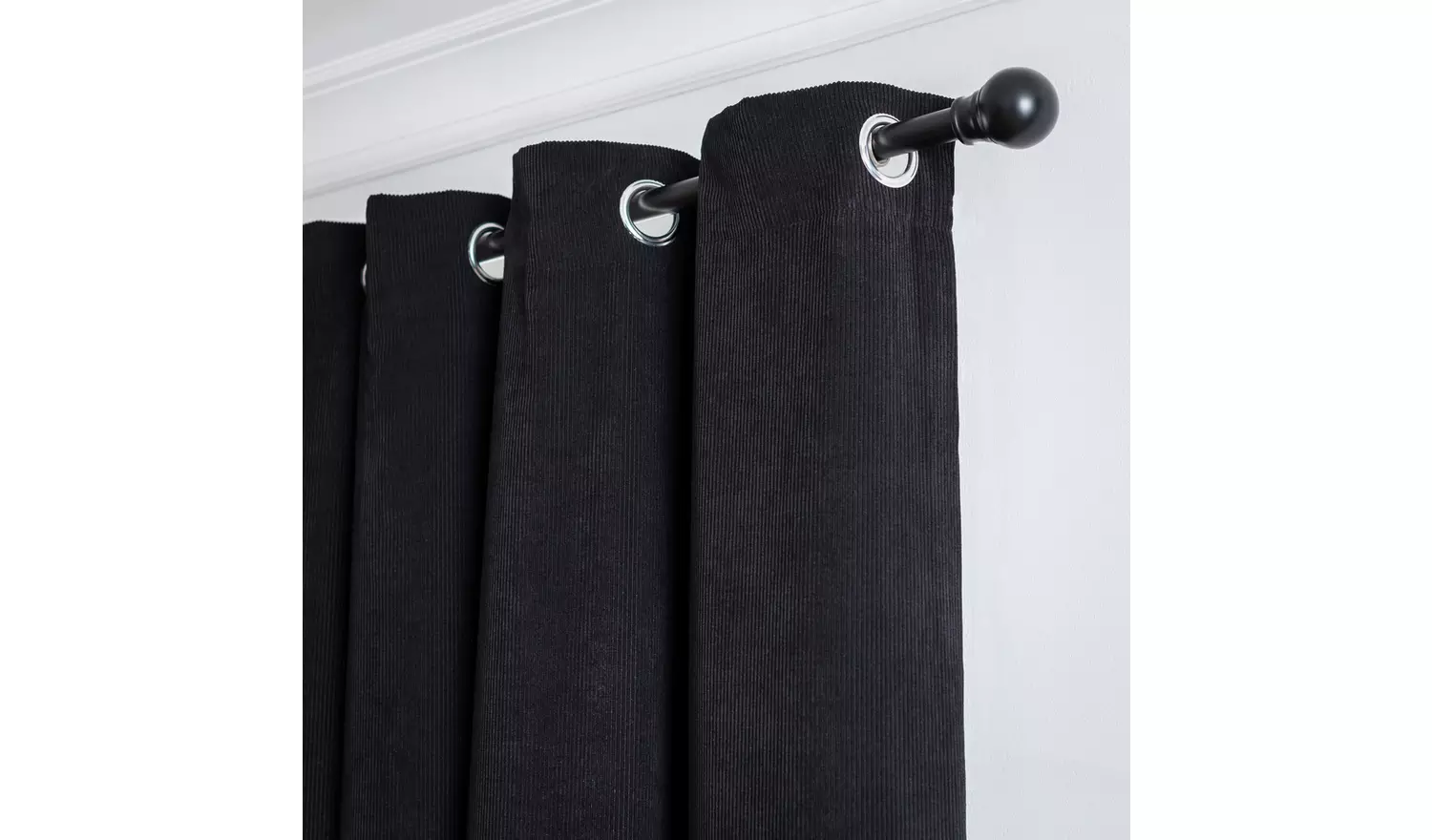 Habitat Cord striped Fully Lined Eyelet Curtains - Black