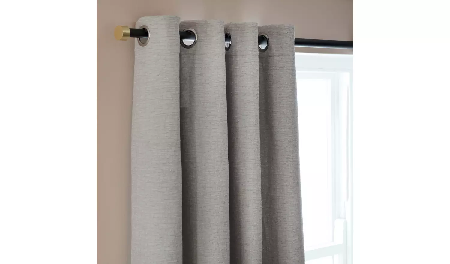 Habitat Plain Slub Chenille Eyelet Curtains - Grey