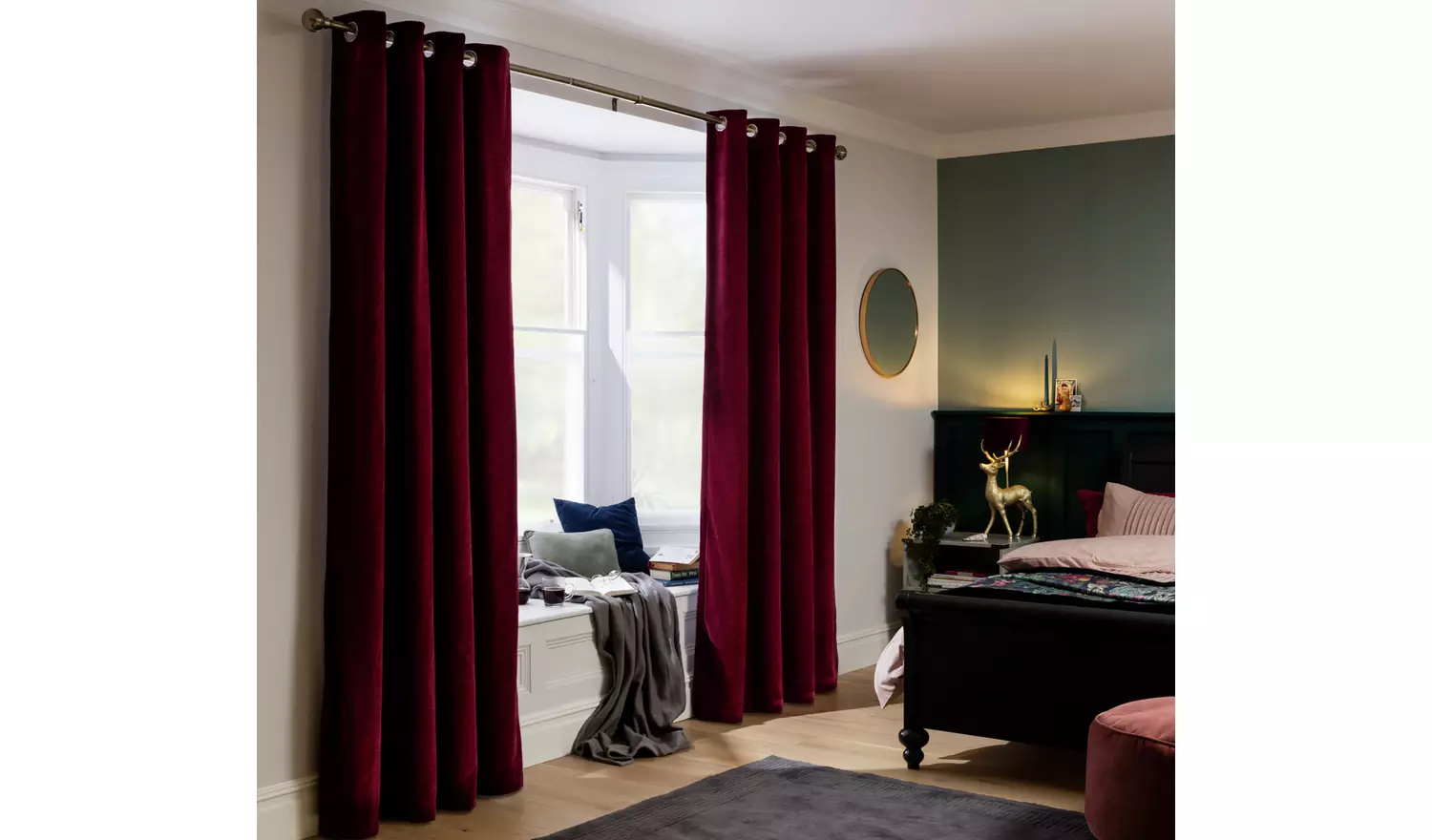 Habitat Plain Chenille Blackout Lined Thermal Curtains-Berry