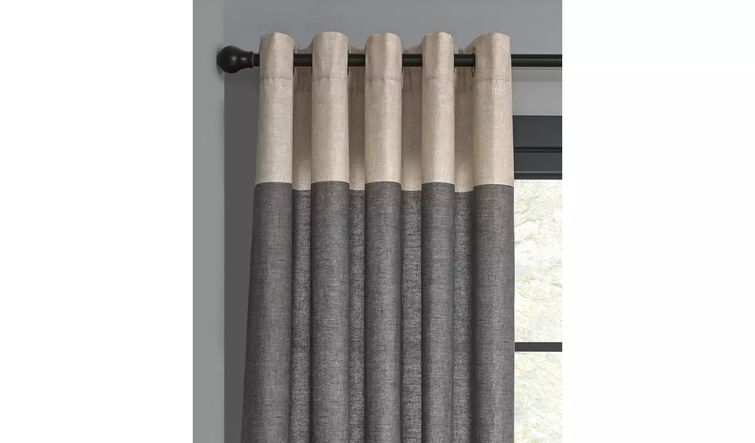 Habitat Plain Header Eyelet Curtains - Charcoal