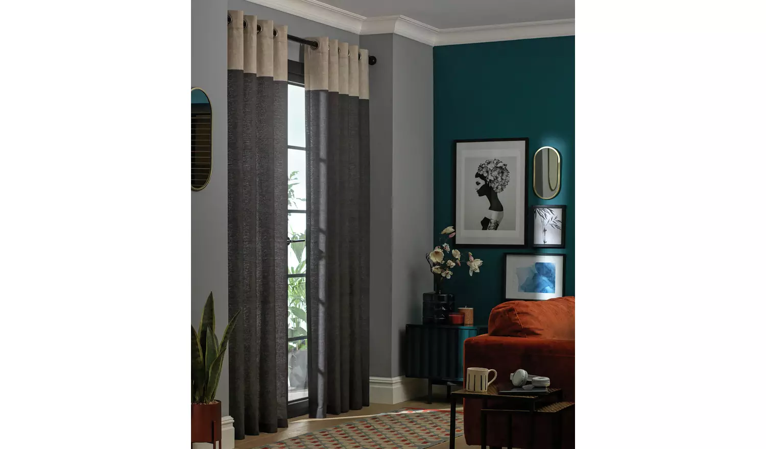 Habitat Plain Header Eyelet Curtains - Charcoal