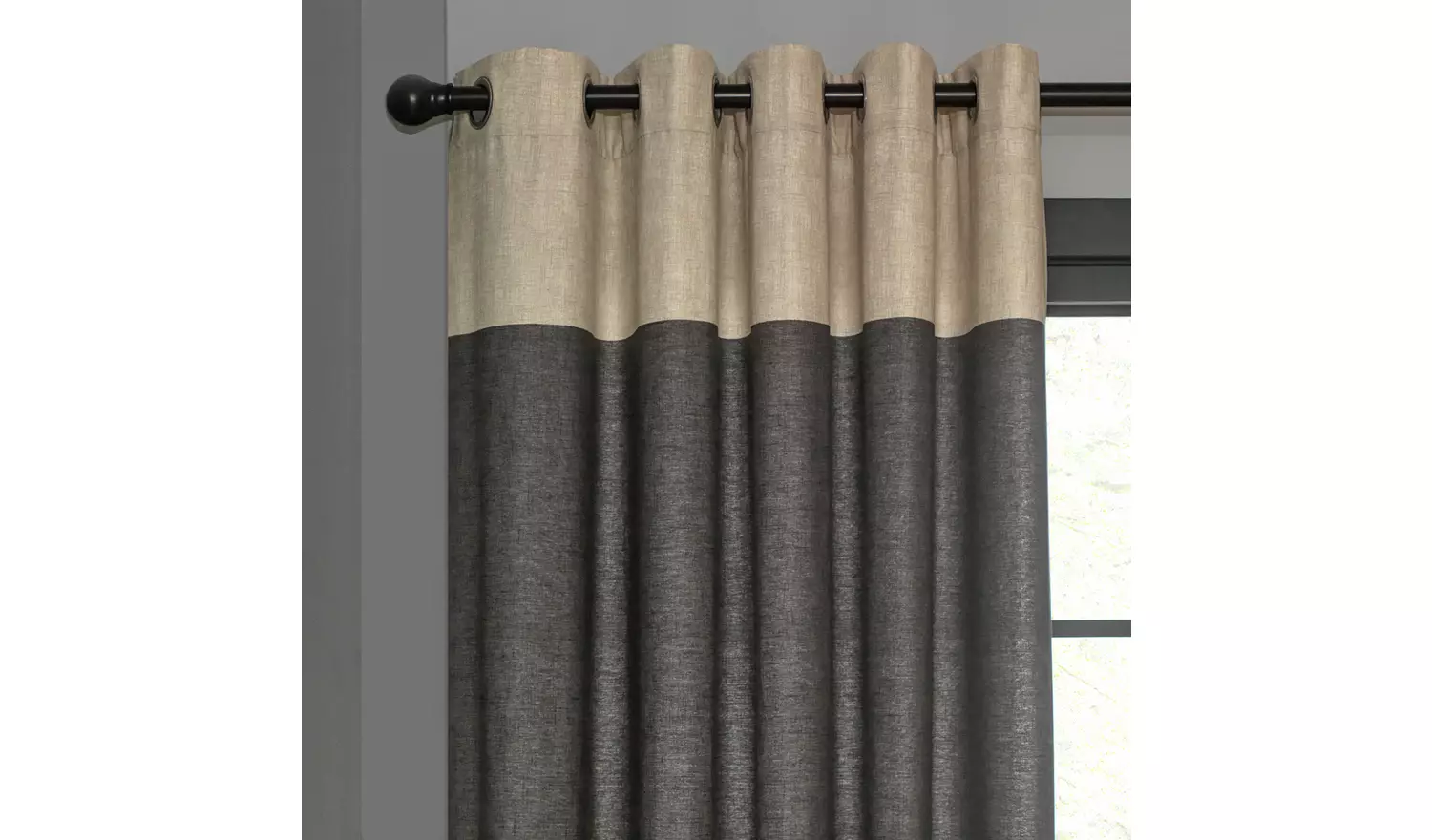 Habitat Plain Header Eyelet Curtains - Grey