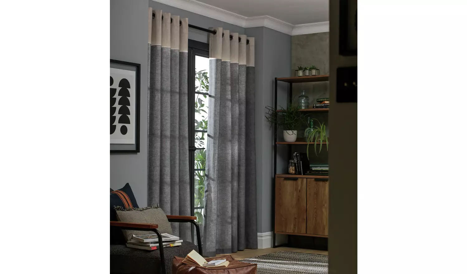 Habitat Plain Header Eyelet Curtains - Grey