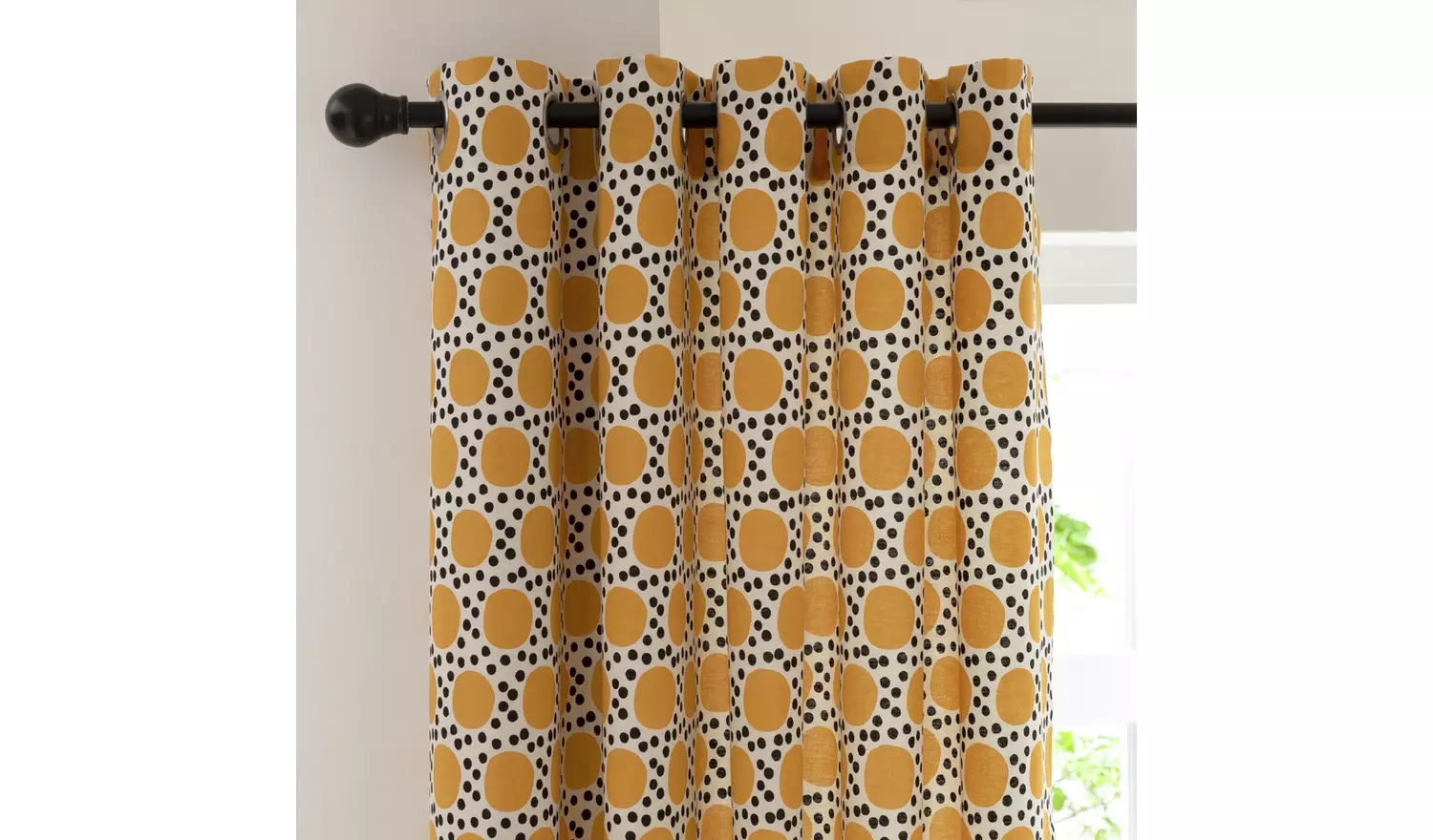 Habitat Sunshine Geo Print Eyelet Curtains - Yellow