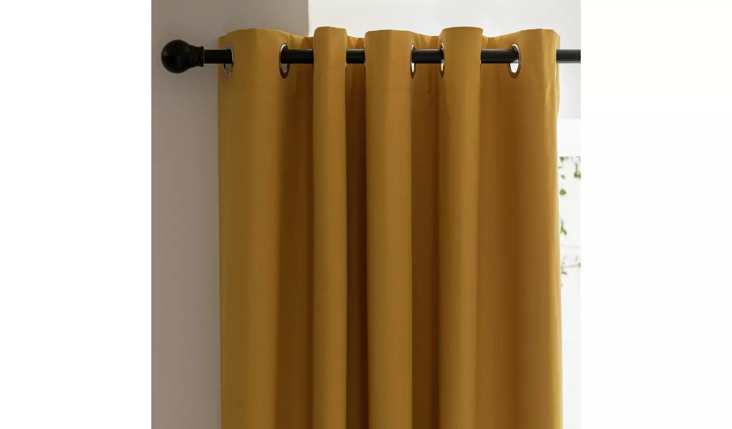 Habitat Plain Blackout Eyelet Curtains - Mustard