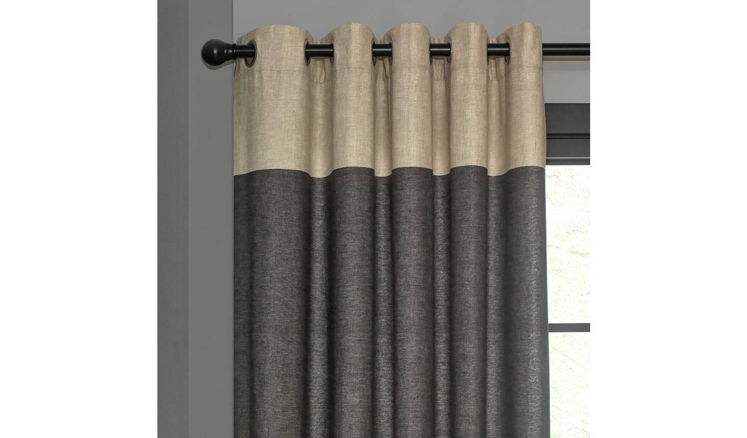 Habitat Plain Header Eyelet Curtains - Grey