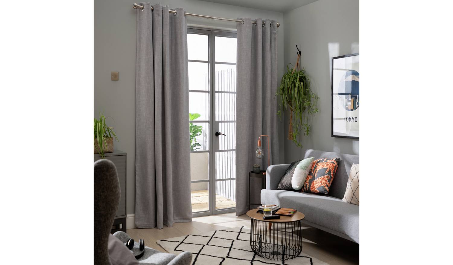 Habitat Blackout Fully Lined Eyelet Curtains - Dove Grey