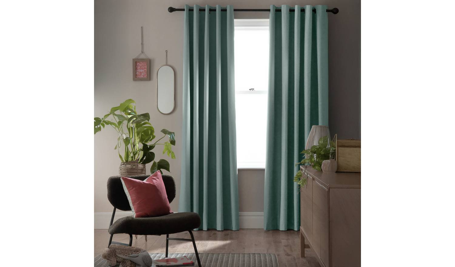 HabitatBlackout Plain Eyelet Curtains -Duck Egg