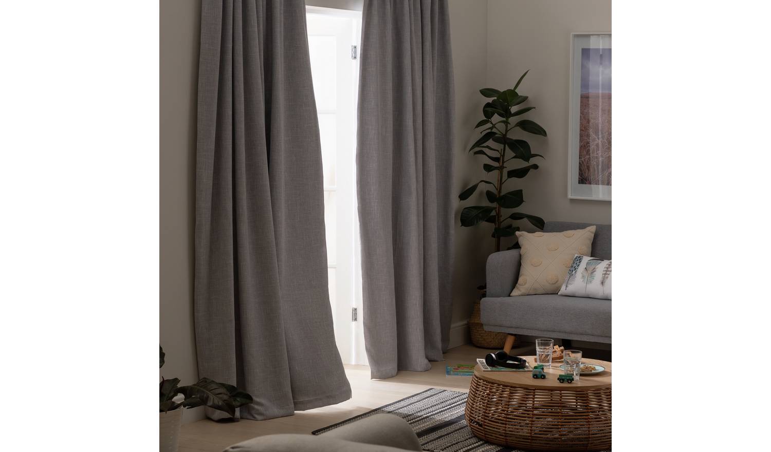 Habitat Blackout Lined Pencil Pleat Curtains - Dove Grey