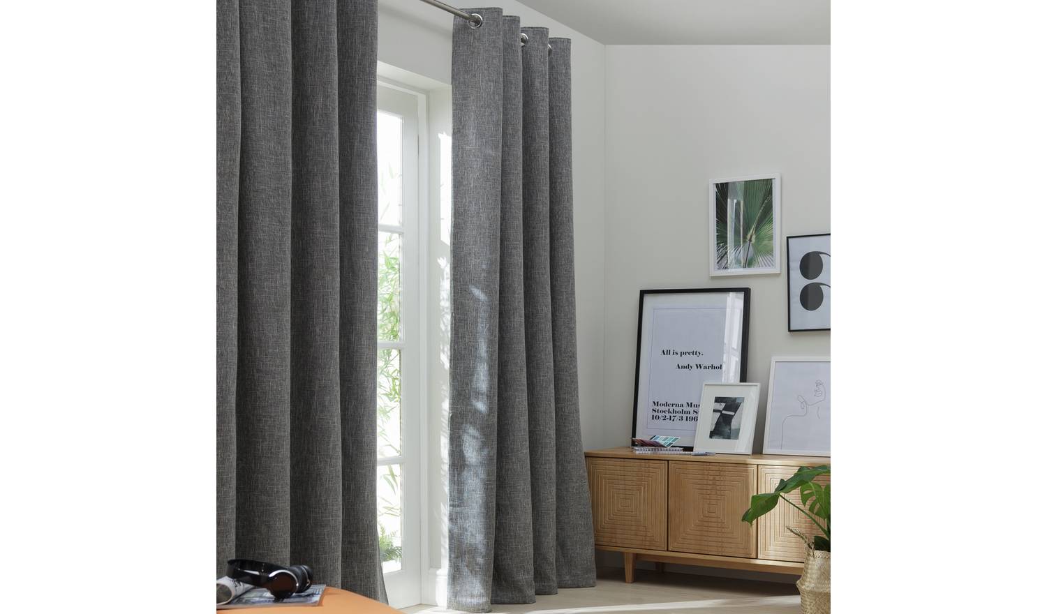 Habitat Blackout Fully Lined Eyelet Curtains - Charcoal