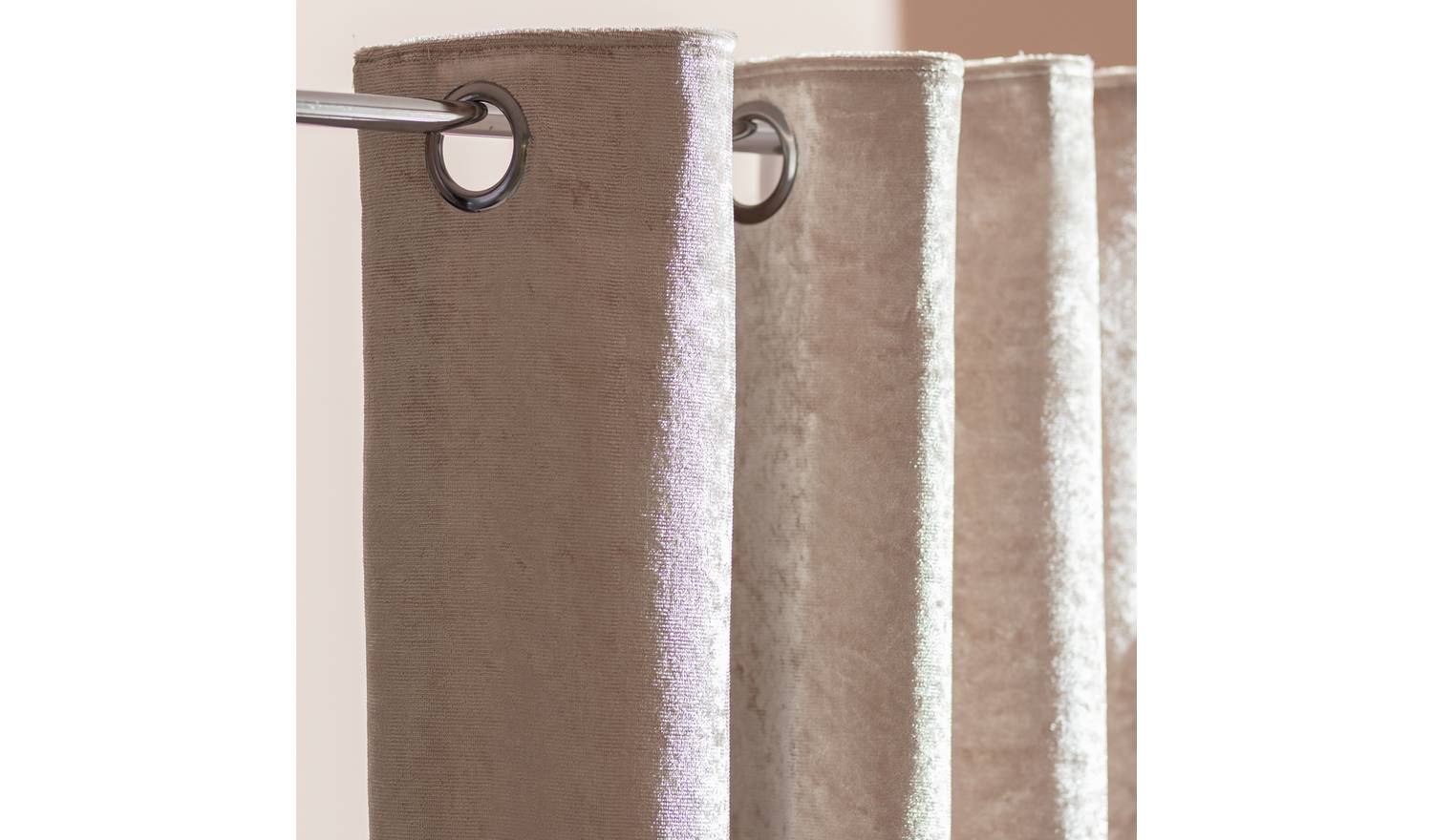 Argos Home Crushed Velvet Lined Eyelet Curtains - Champagne