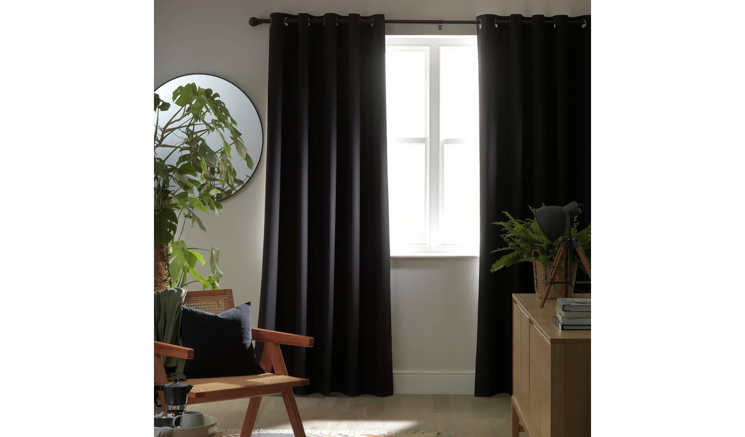 Habitat Plain Blackout Eyelet Curtains - Black