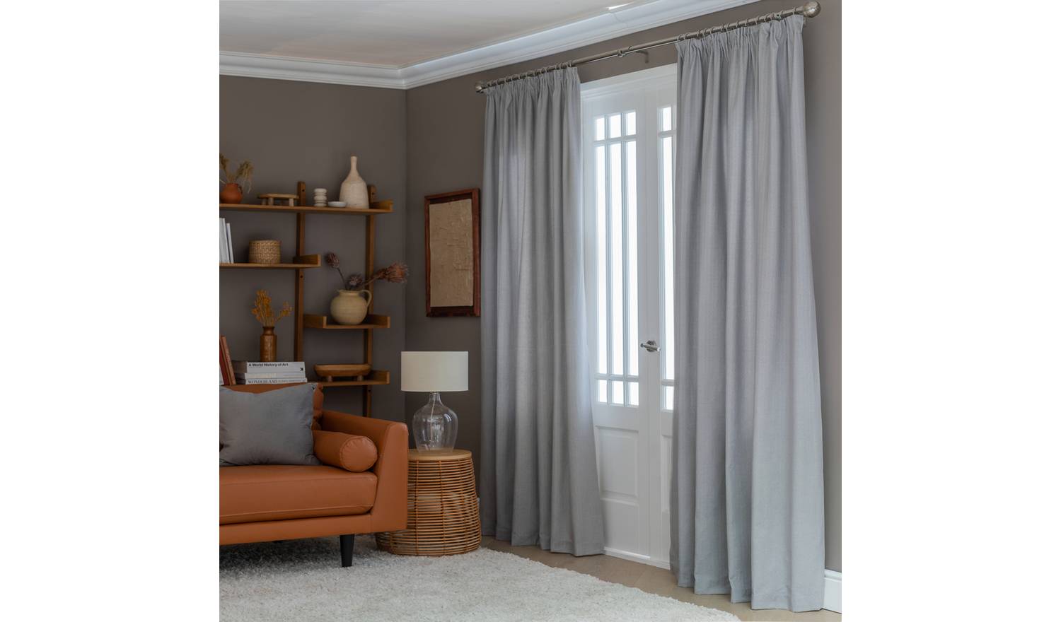 Habitat Herringbone Fully Lined Pencil Pleat Curtains - Grey