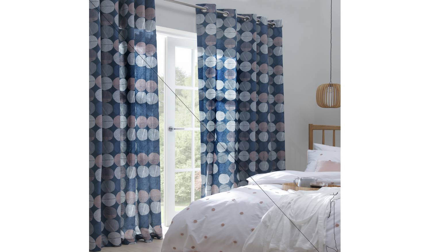 Habitat Skandi Spot Fully Lined Eyelet Curtains - Multi