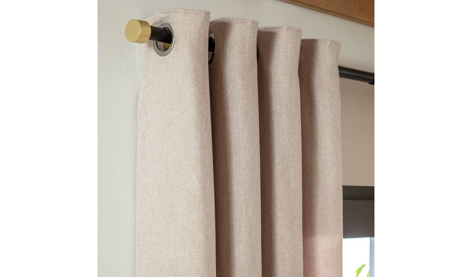 Habitat Brushed Thermal Eyelet Curtains - Oatmeal