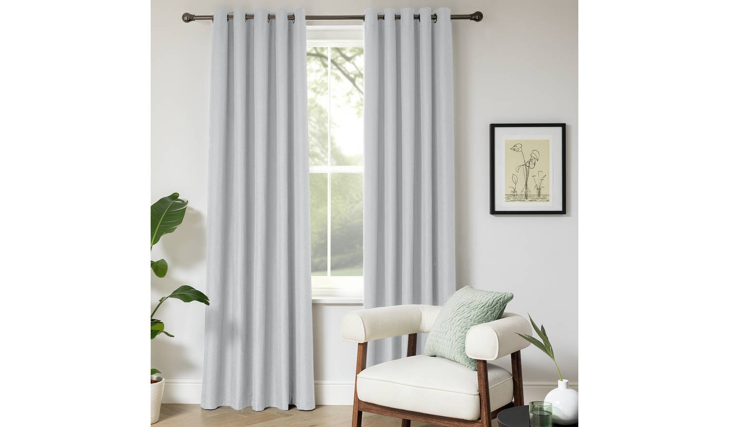 Home Essentials Plain Blackout Eyelet Curtains - Dove Grey