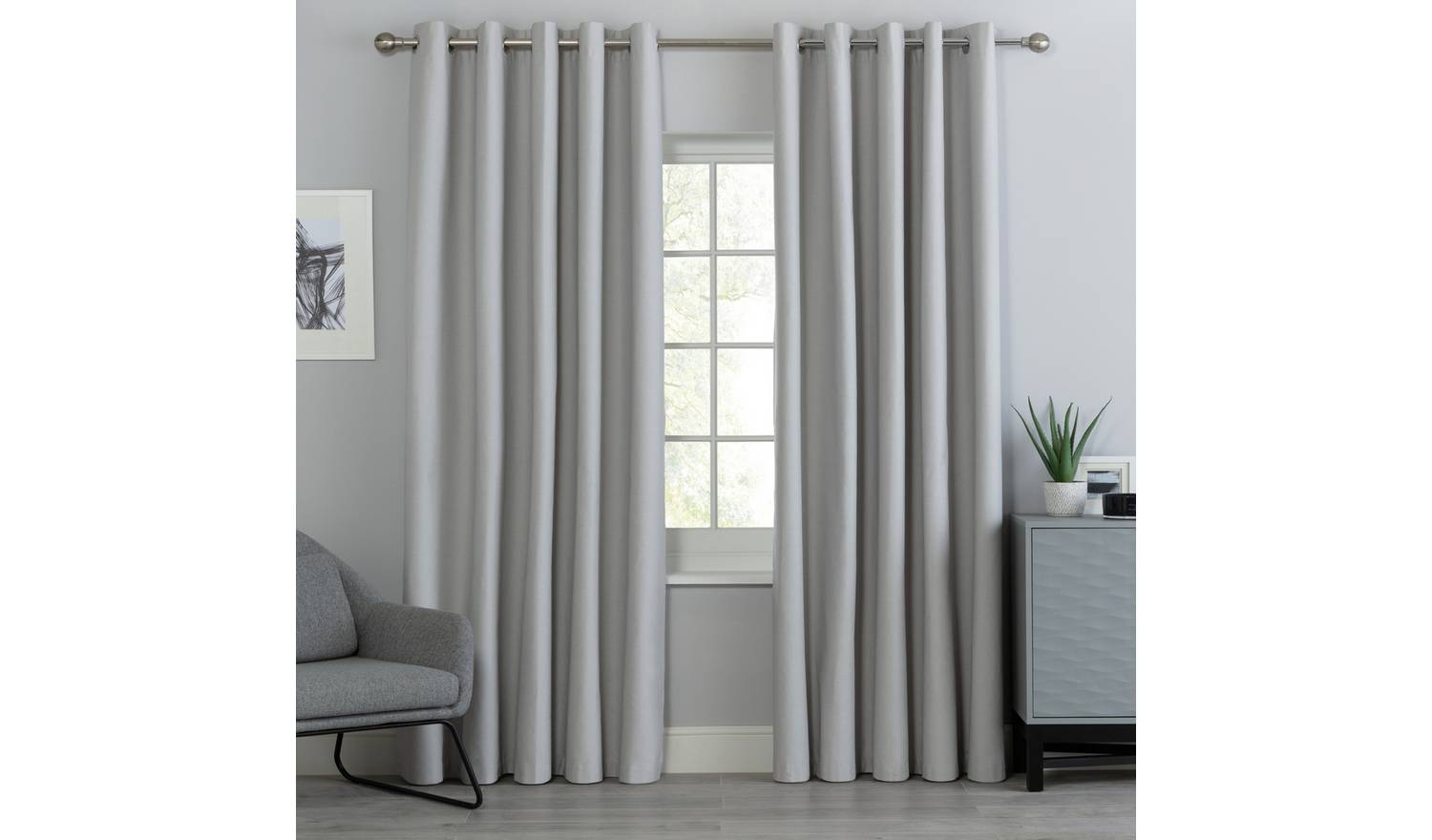 Habitat Blackout Plain Eyelet Curtains - Dove Grey