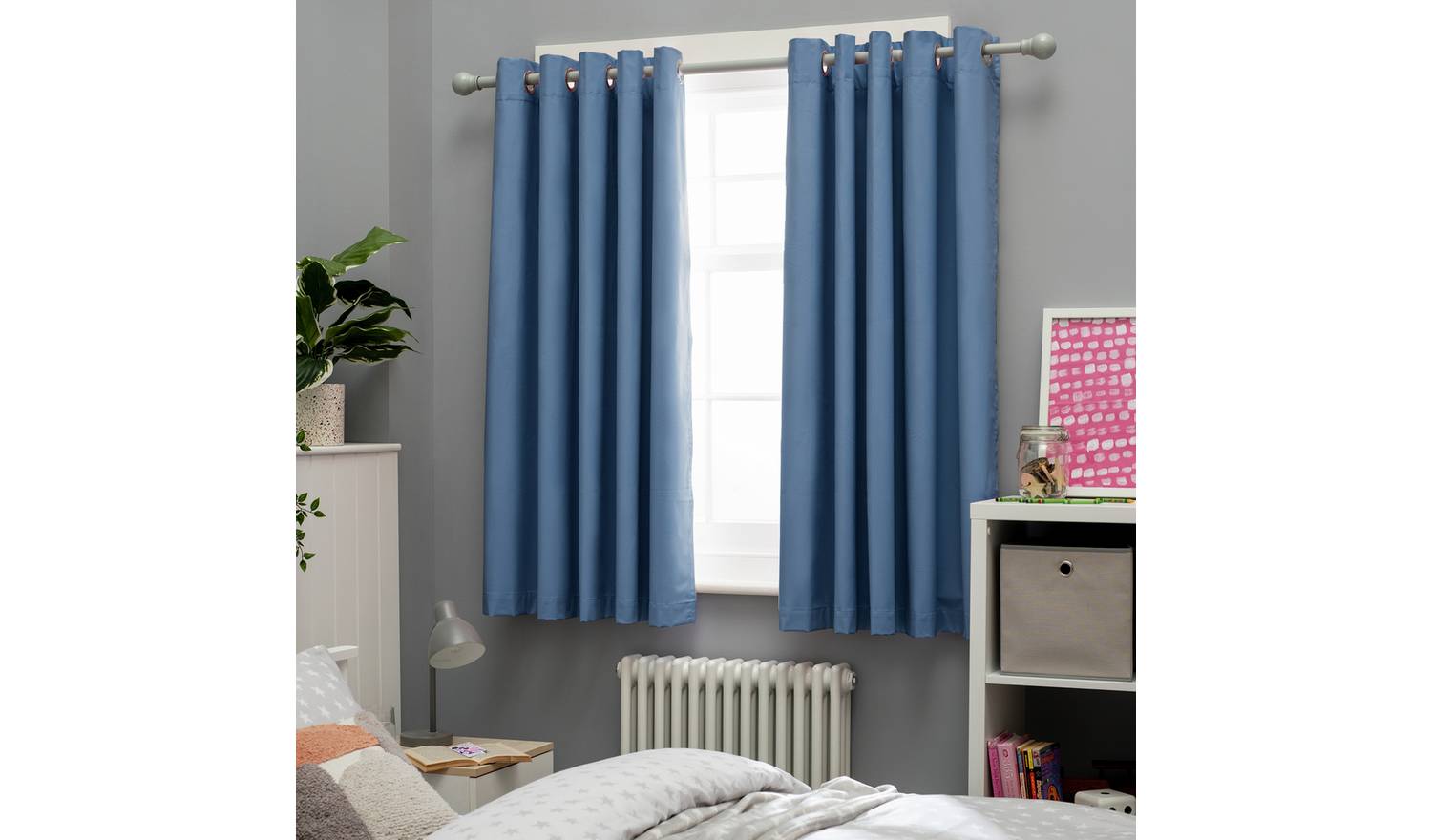 Habitat Kids Plain Blackout Eyelet Curtains - Blue