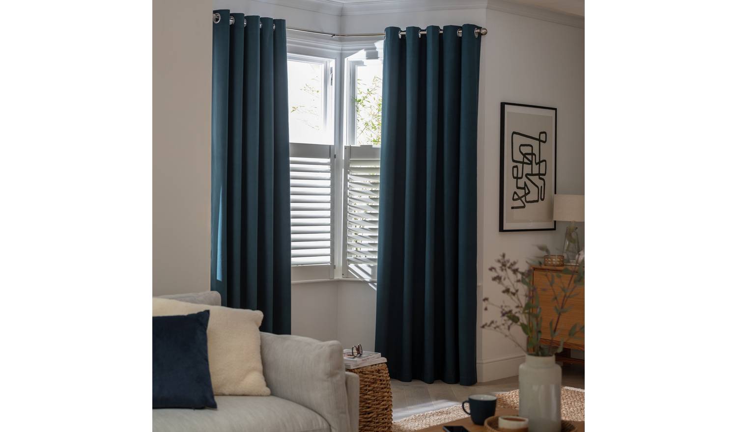 Habitat Plain Blackout Eyelet Curtains - Dark Teal