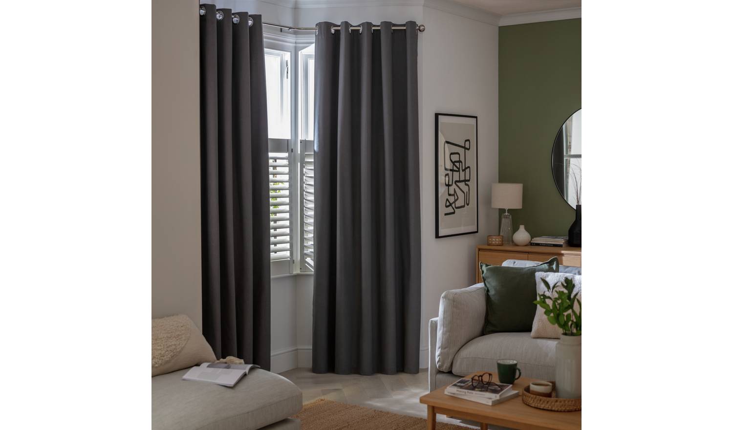 Habitat Plain Blackout Eyelet Curtains - Charcoal