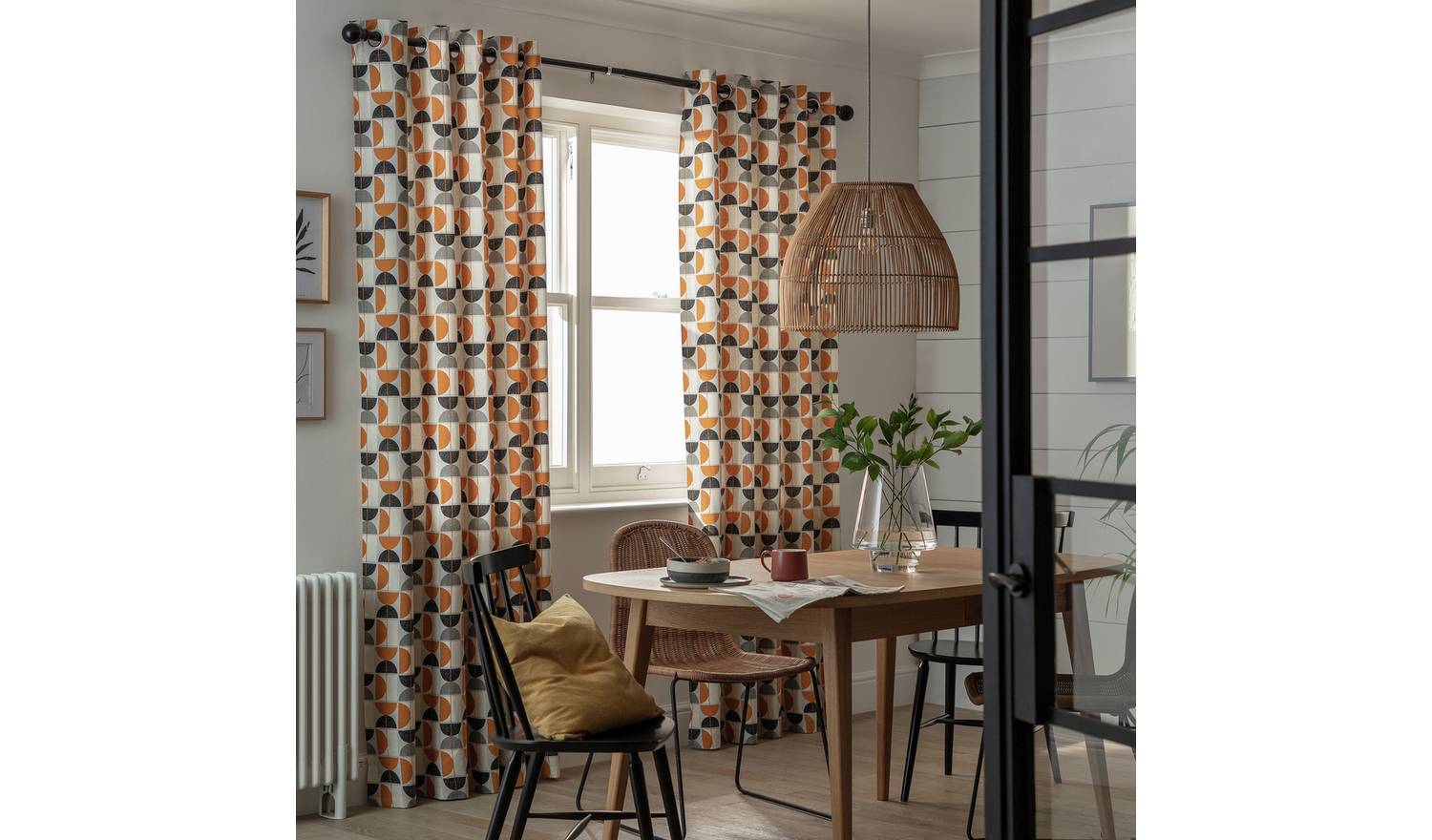 Habitat Geo Print Lined Eyelet Curtains - Multicoloured