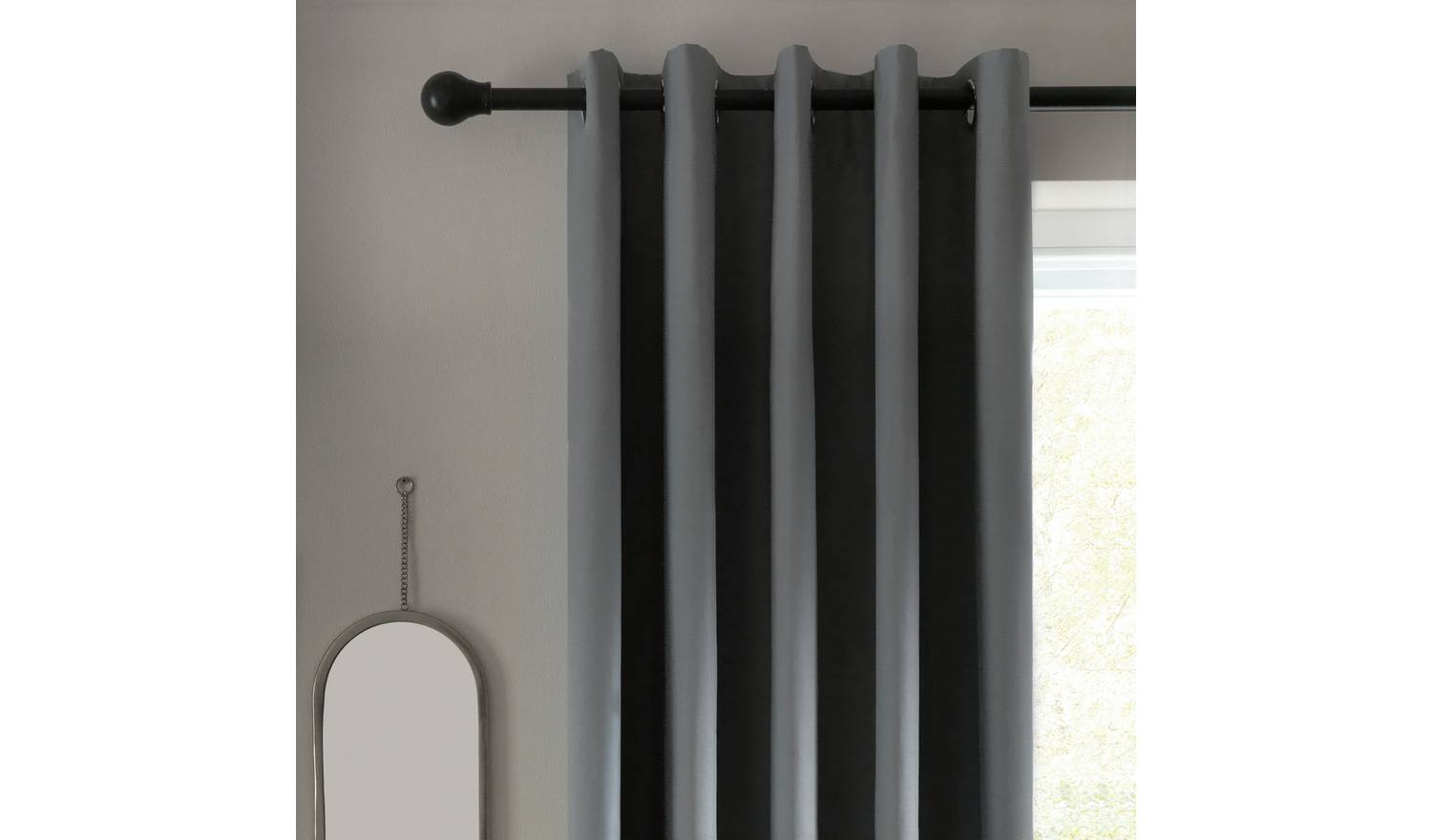 Habitat Blackout Plain Eyelet Curtains - Flint Grey