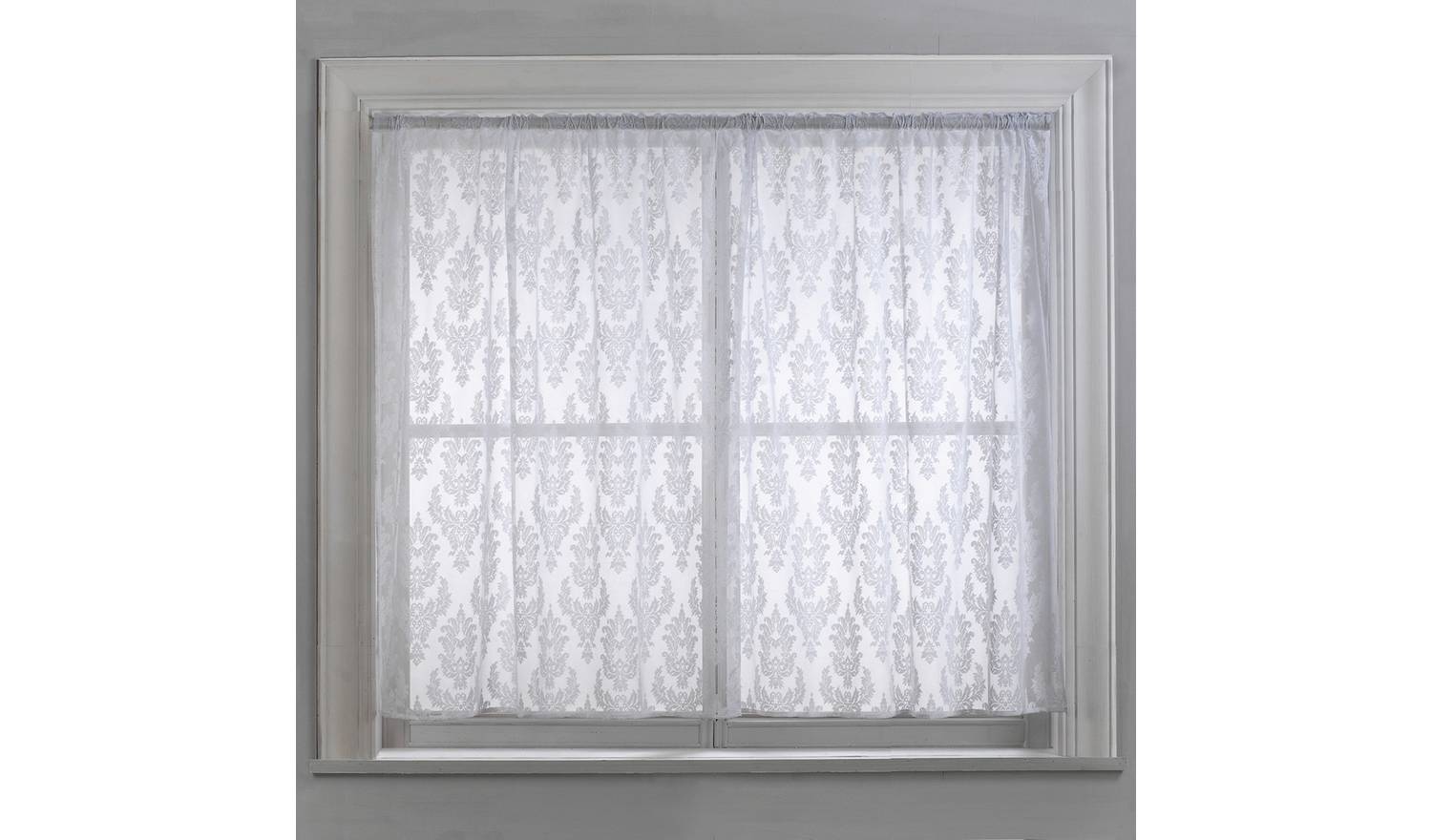 Argos Home Damask Net Pencil Pleat Floral Curtains - White