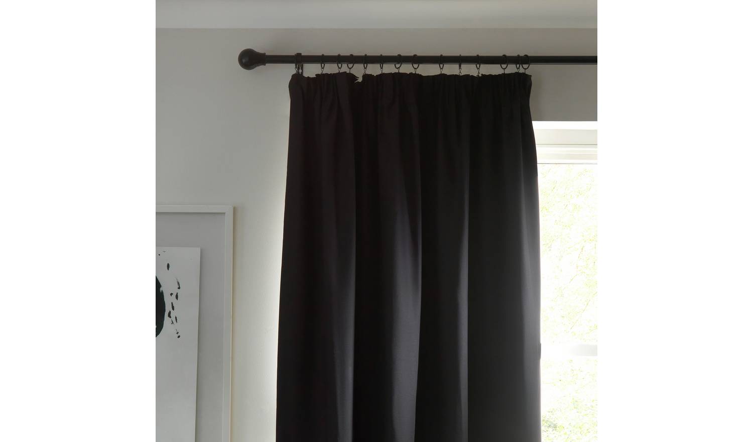 Habitat Blackout Plain Pencil Pleat Curtains - Black