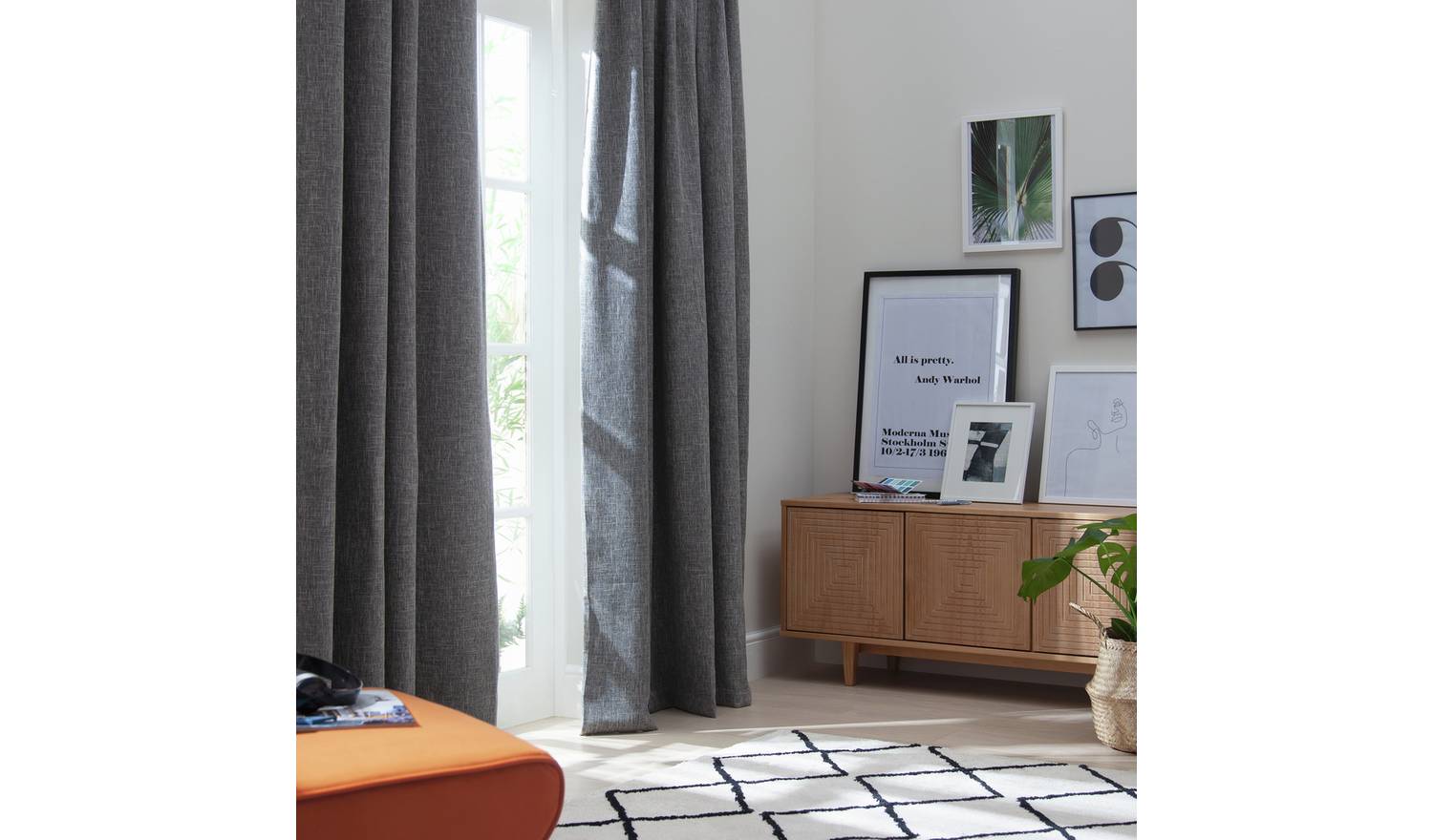 Habitat Blackout Lined Pencil Pleat Curtains - Charcoal