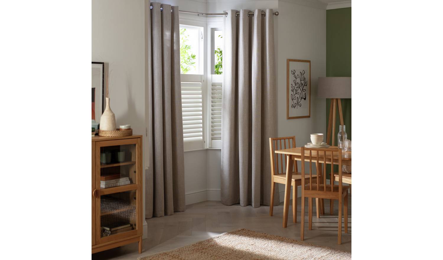 Habitat Linen Look Blackout Thermal Eyelet Curtains -Oatmeal