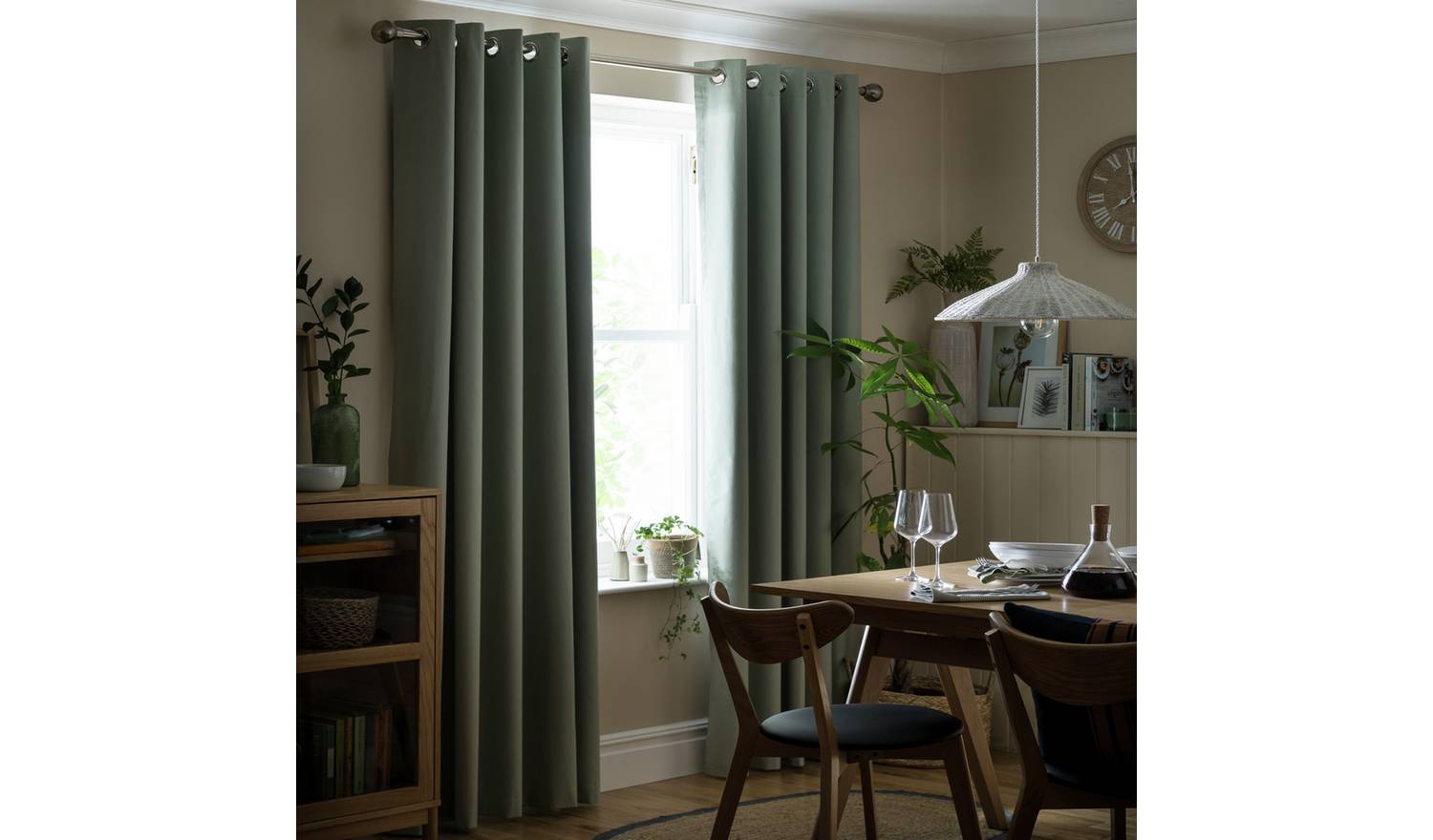 Habitat Plain Blackout Eyelet Curtains - Sage