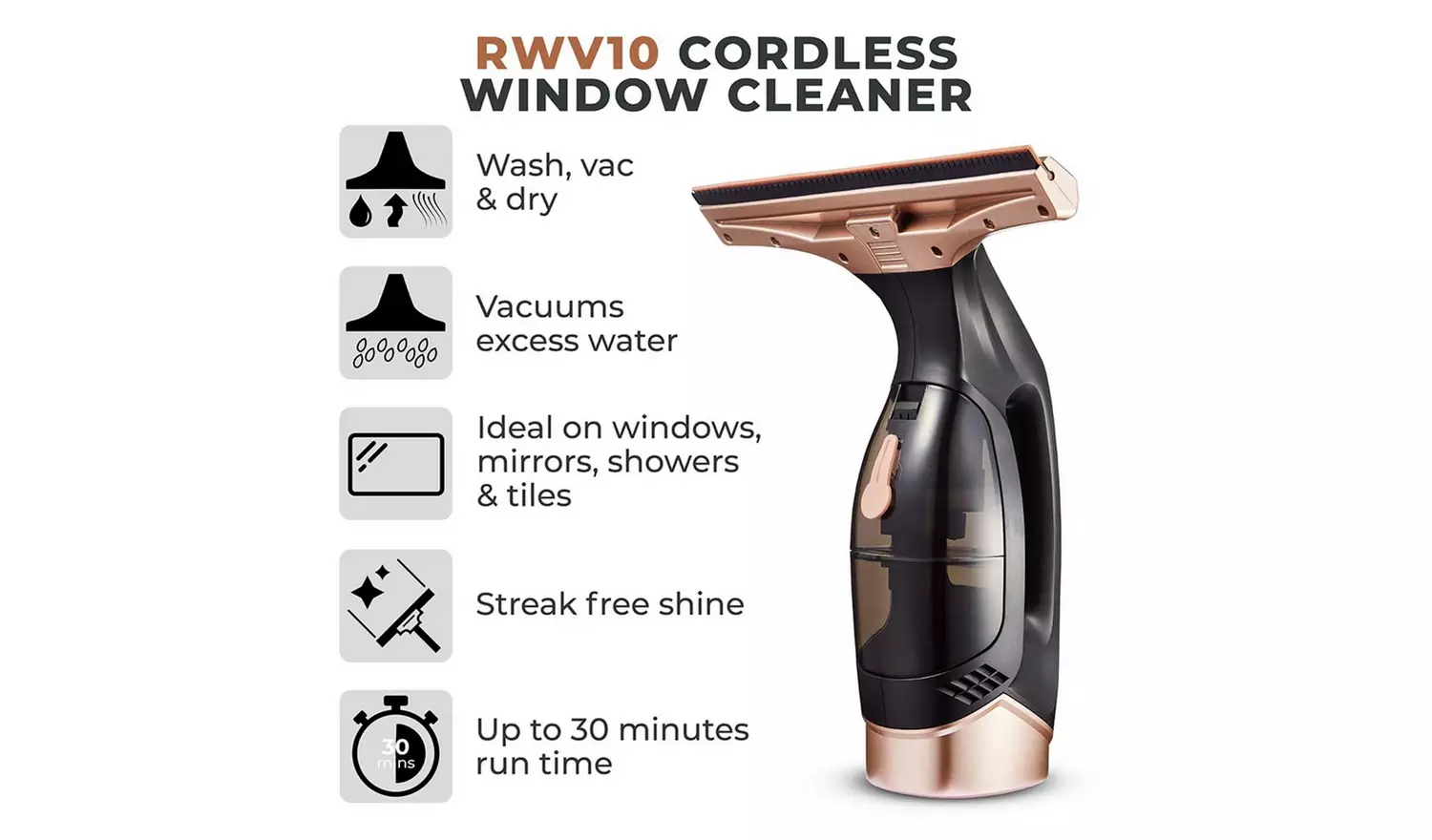 Tower TWV10 Cordless Handheld Window Vacuum Cleaner
