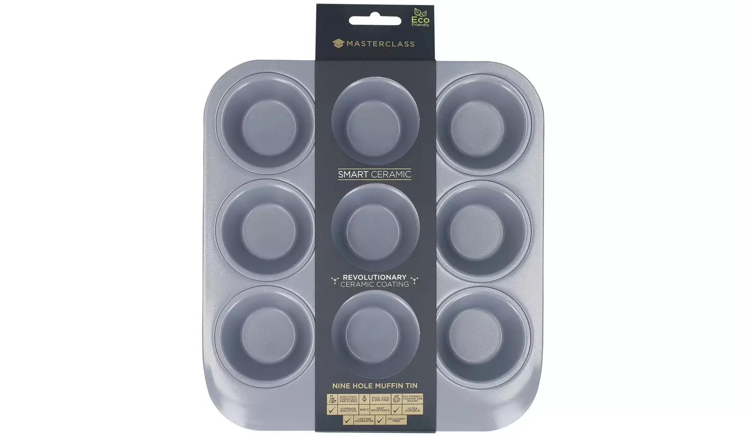 Masterclass 9 Cup Smart Ceramic Carbon Steel Muffin Tin