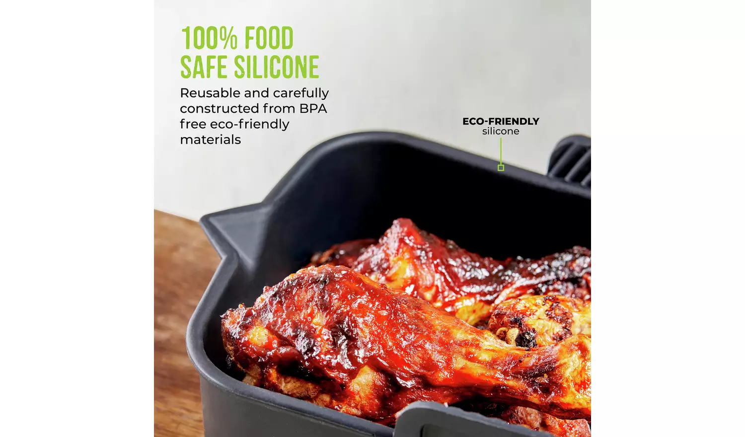 Tower Set of 2 Silicone Air Fryer Rectangular Solid Trays