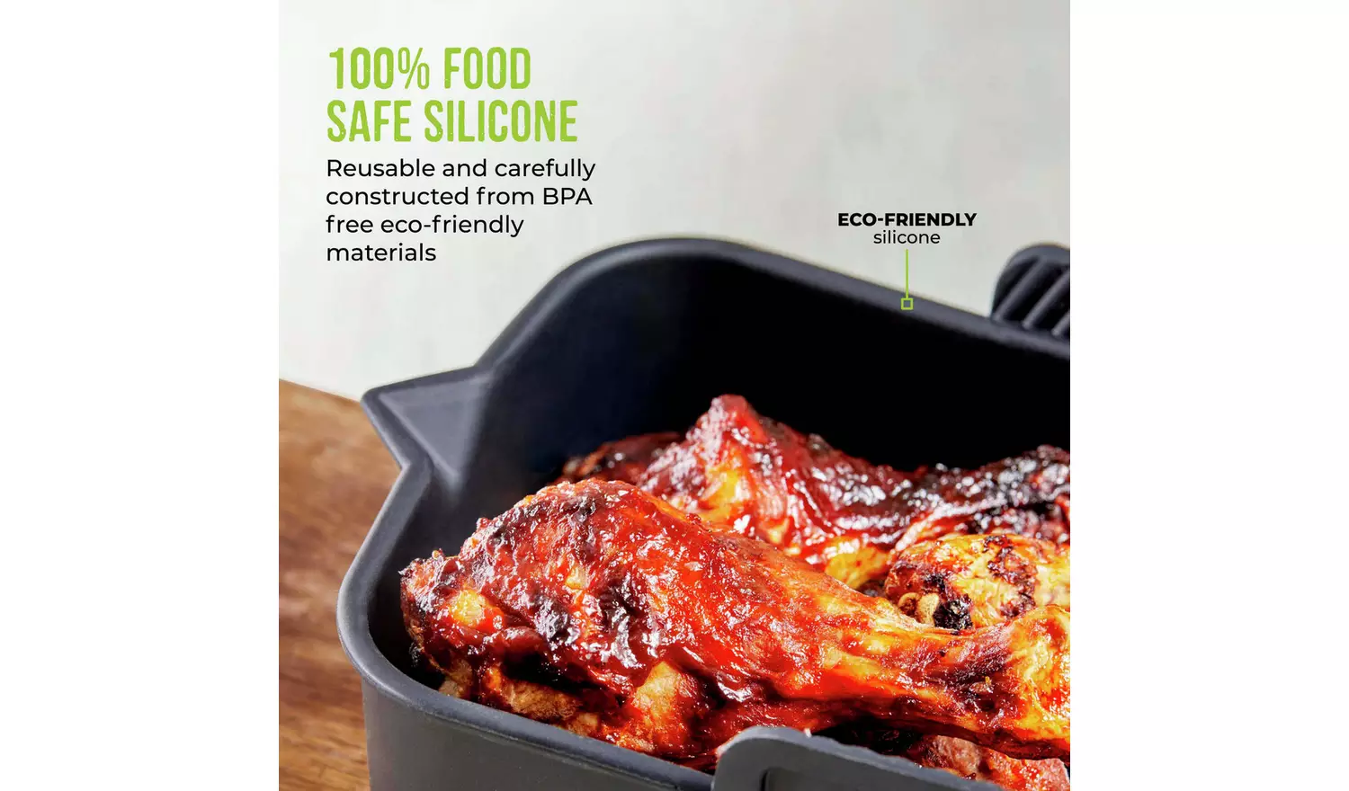 Tower Set of 2 Silicone Air Fryer Rectangular Solid Trays