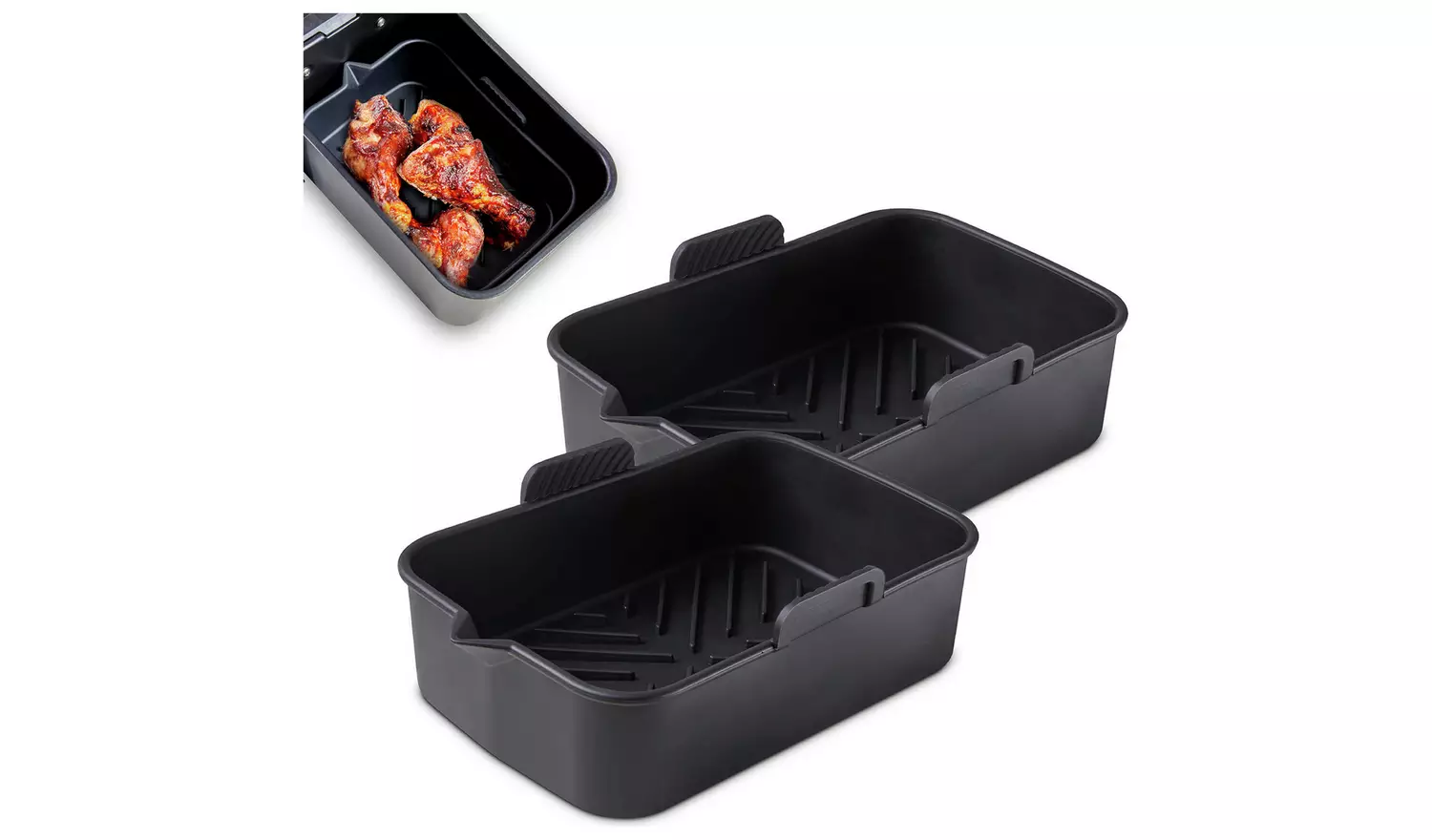 Tower Set of 2 Silicone Air Fryer Rectangular Solid Trays