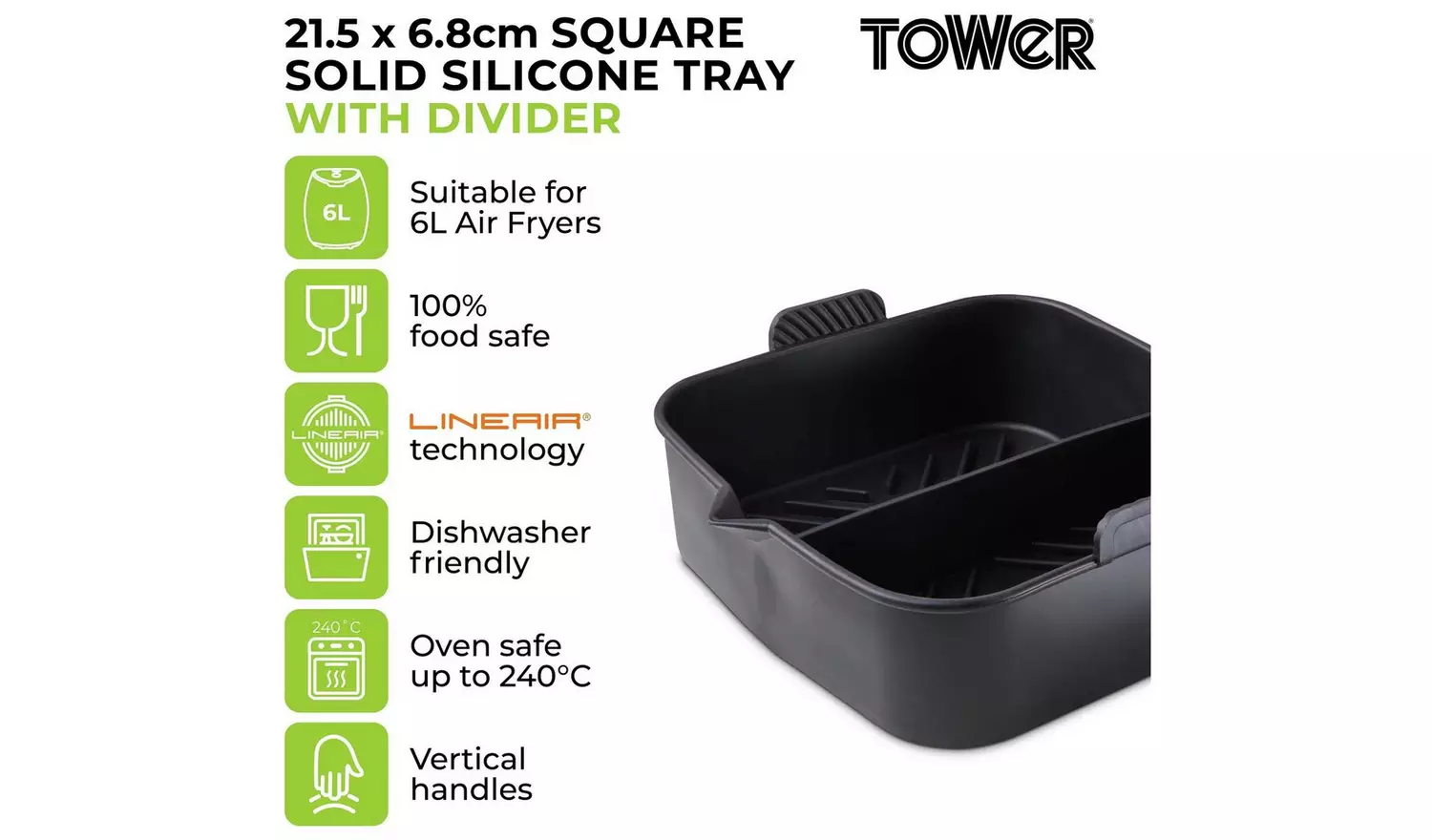 Tower 2 Piece Air Fryer Tray and Divider Set