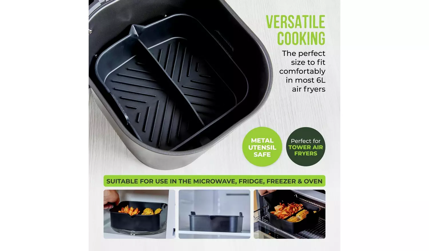 Tower 2 Piece Air Fryer Tray and Divider Set