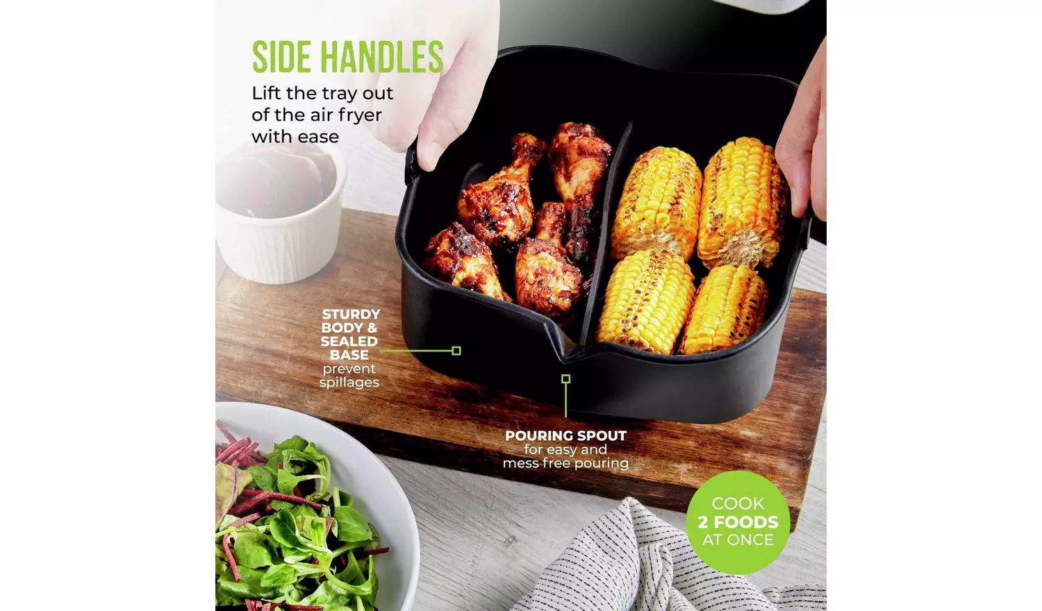 Tower 2 Piece Air Fryer Tray and Divider Set