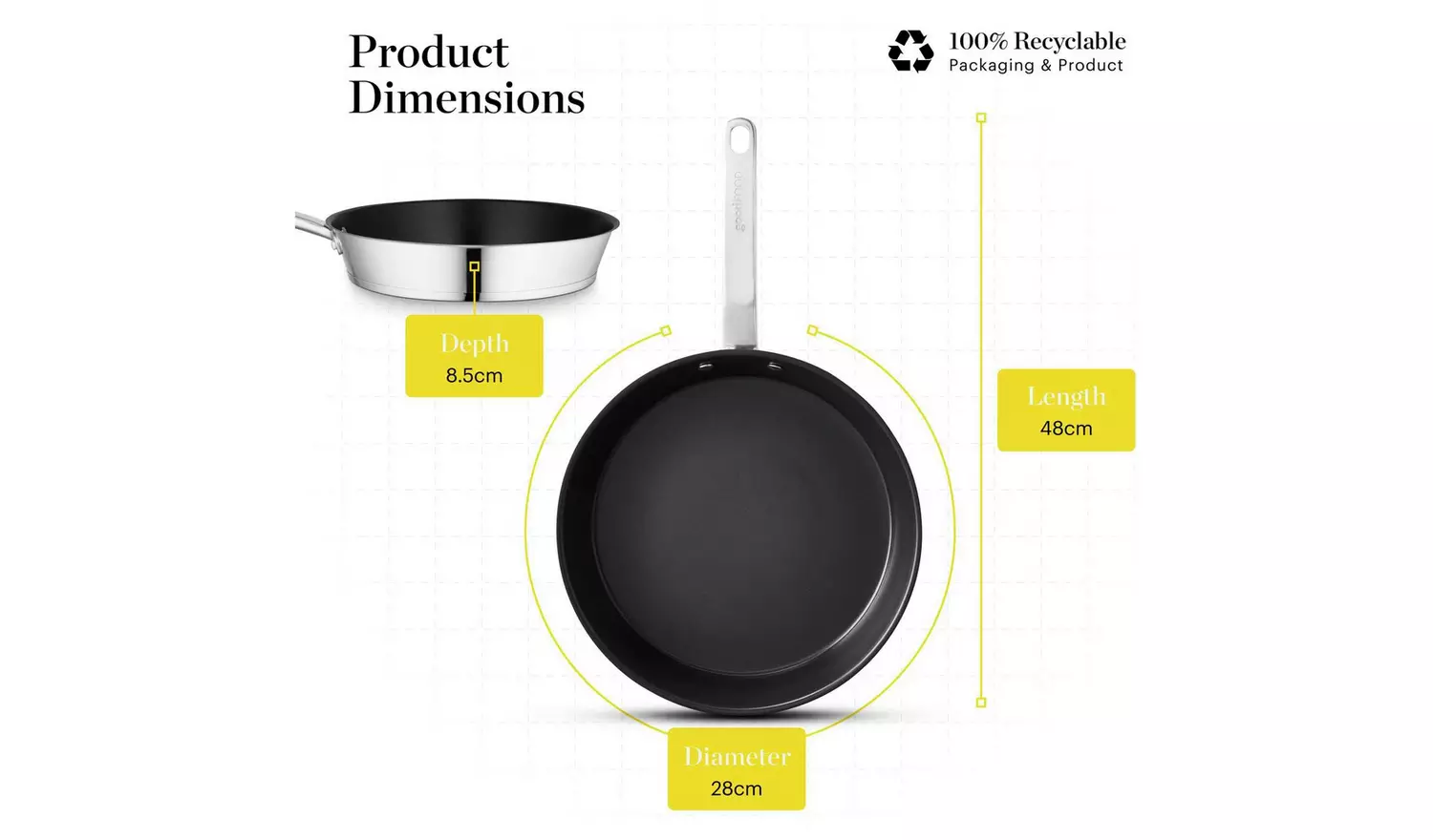 good FOOD Stainless Steel 28cm Frying Pan