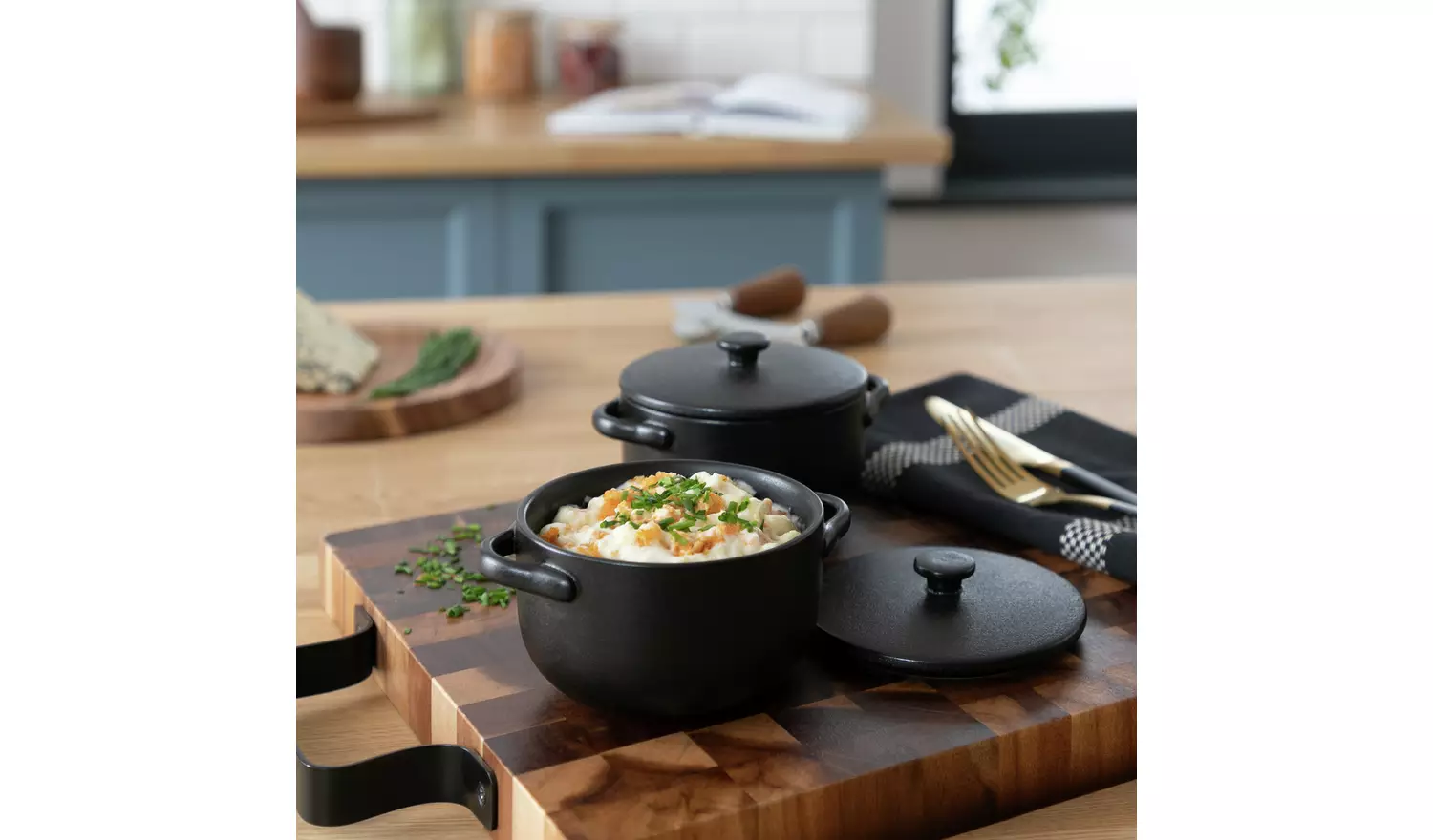 Habitat 2 Piece Stoneware Mini Casserole Dish - Black
