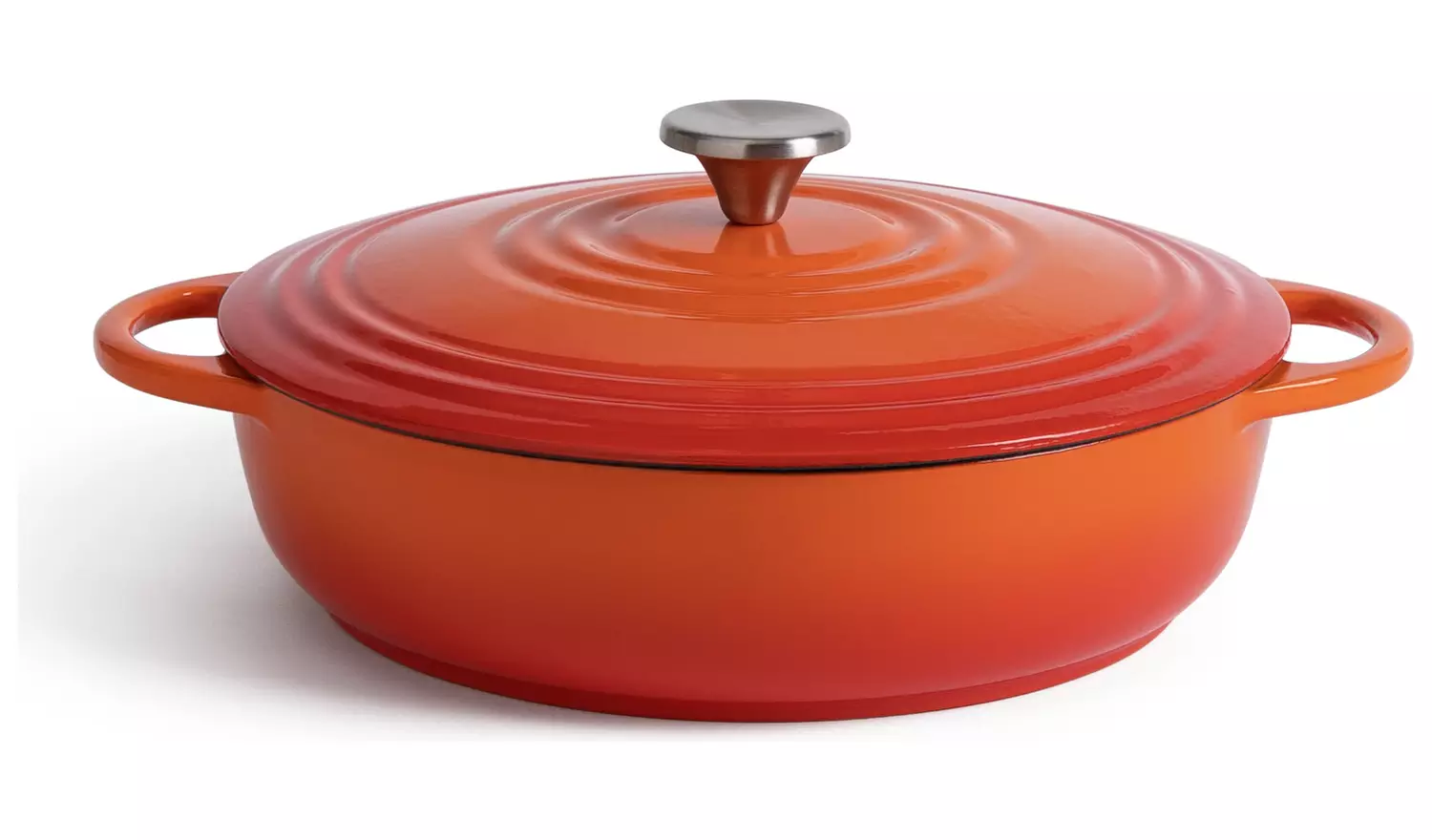 Habitat 4 Litre Cast Iron Shallow Casserole Dish - Orange