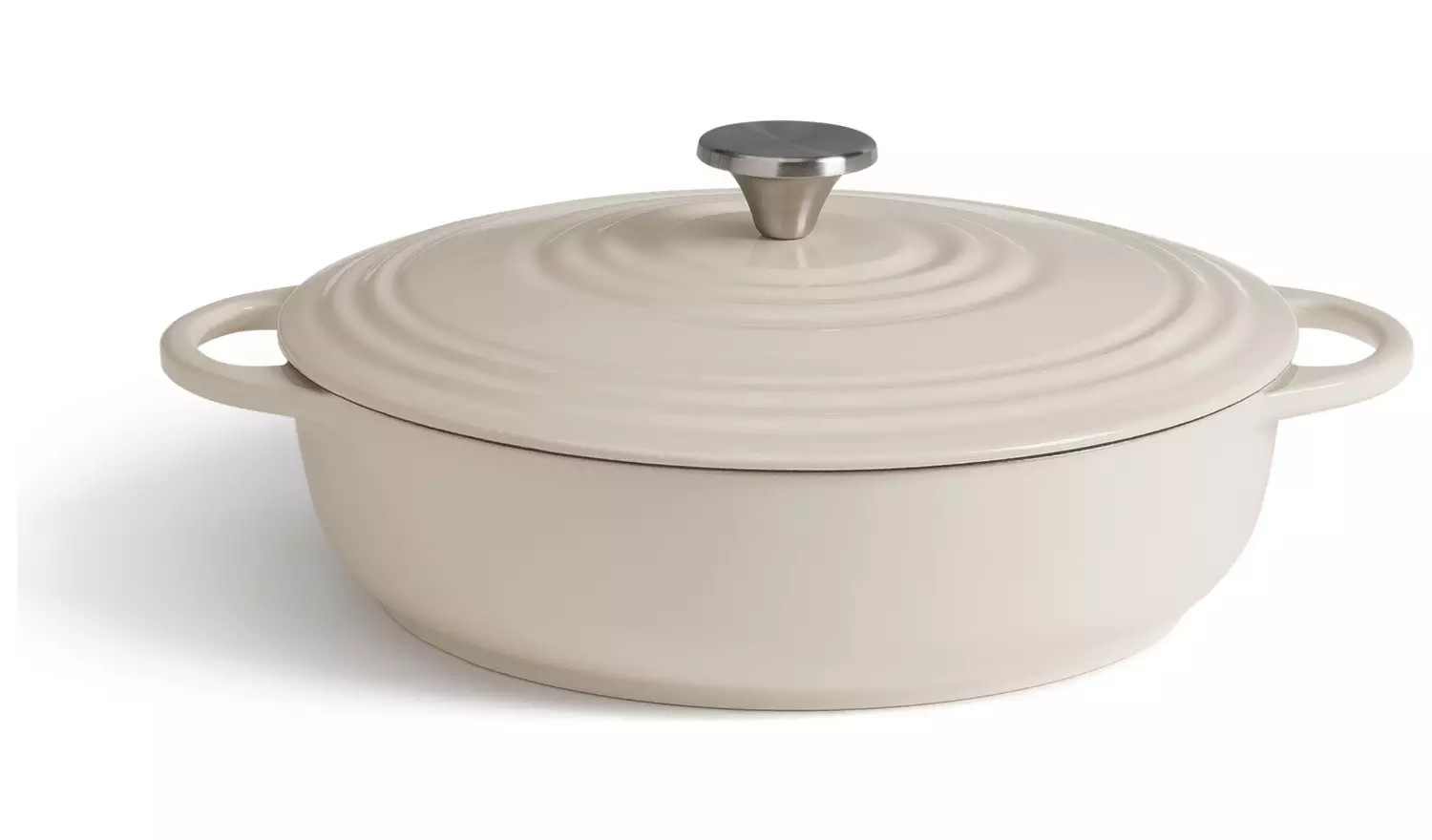Habitat 4 Litre Cast Iron Shallow Casserole Dish - Cream
