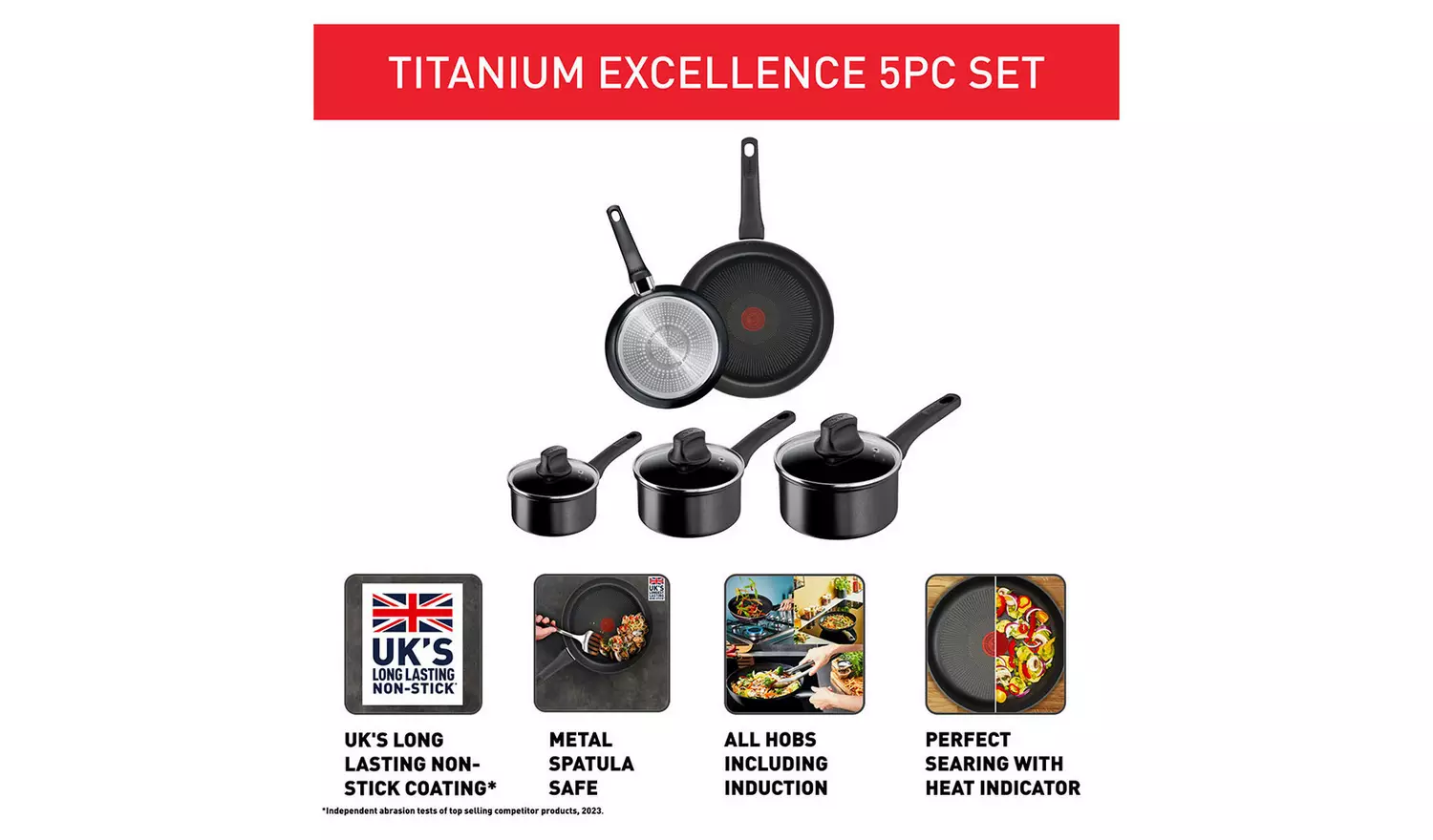 Tefal Titanium Excellence 5 Piece Non stick Pan Set